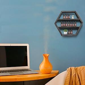 Essential Oil Storage Shelf Nail Polish Organizer,Set of 3 Hexagon Floating Shelves Wall Mounted Shelves,Cosmetic Display Cases