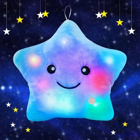 Twinkle Star Plush Pillow, LED Night Light Glowing Cushions, Creative Stuffed Toys Birthday Christmas Gifts For Kids Toddlers, Blue