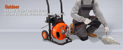 VEVOR Drain Cleaner 50FT/75FT/100FT Sewer Auger Pipe Unblocker Cleaning Machine Sinks Toilet Plunger Dredging Equipment Homeuse