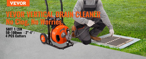 VEVOR Drain Cleaner 50FT/75FT/100FT Sewer Auger Pipe Unblocker Cleaning Machine Sinks Toilet Plunger Dredging Equipment Homeuse