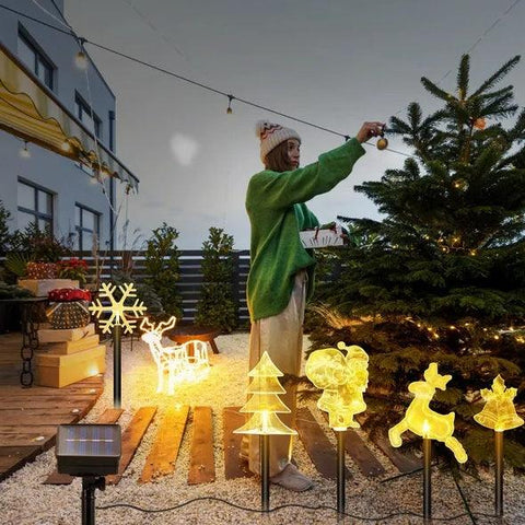 5Pcs Mixed Christmas Decoration Light Solar Stake Light Waterproof Reindeer Snowflake Bell Christmas Tree Santa Claus Light Outdoor Landscape Light By  Eggracks By Global Phoenix