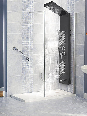 VEVOR  LED Light Shower Panel System Waterfall Rain Shower Faucet SPA Massage Jets Tub Shower With Bidet Bath Taps For Bathroom